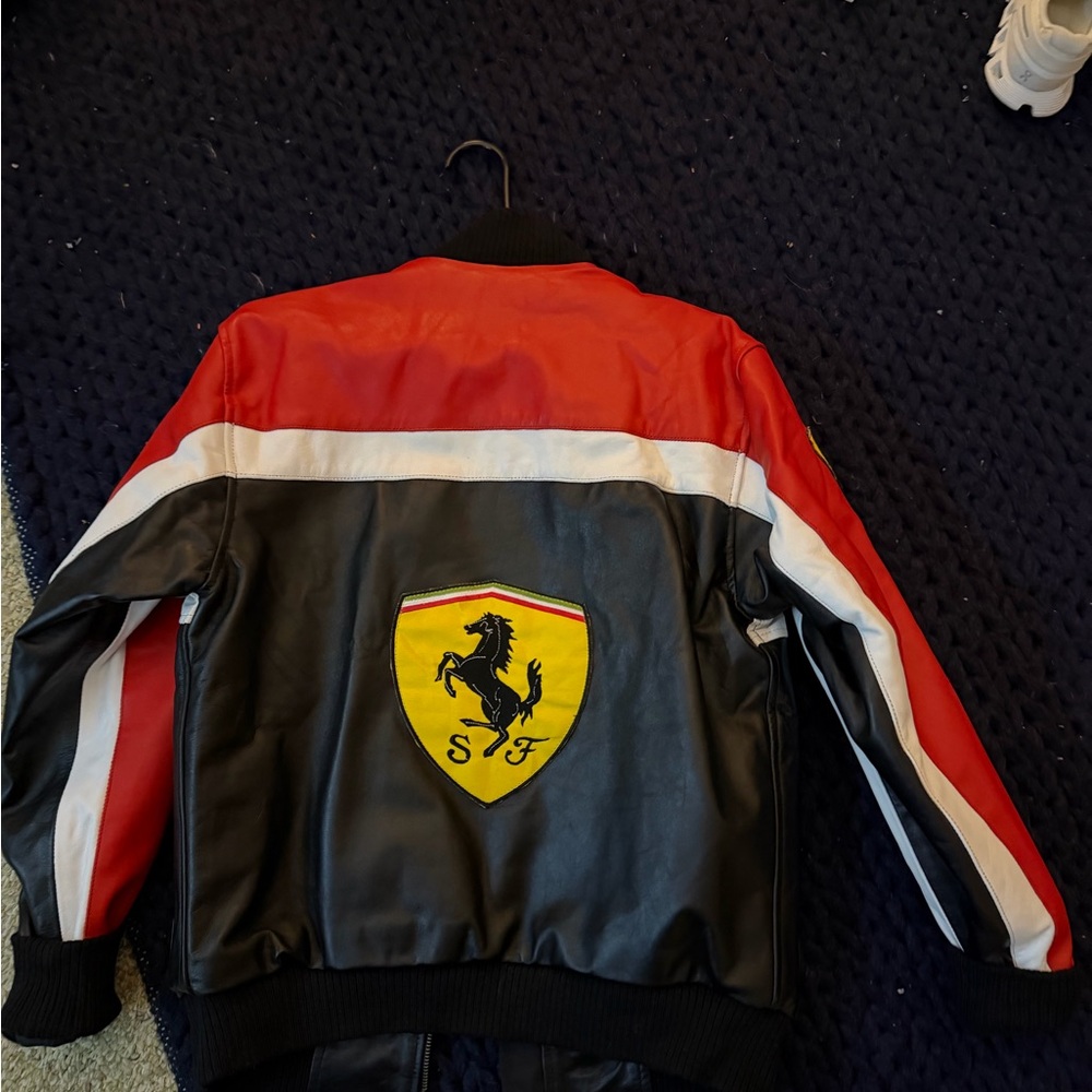 Ferrari Red and Black Varsity Jacket with Emblem